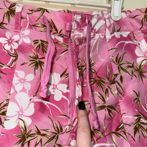 Women’s DKR & Co Swimwear Y2K Camo Floral Pink and Tan Tie Swim Shorts Size: L - Picture 5 of 16